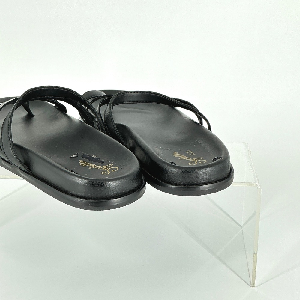 Seychelles Size 8 Black Leather Strappy Toe Loop Slide Sandals Rule the World - Picture 11 of 15